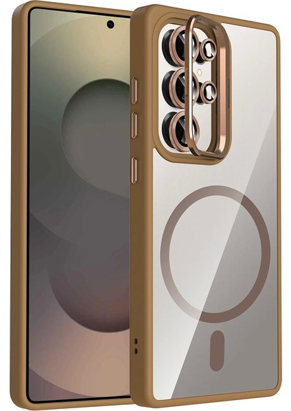 Galaxy S25 Ultra Kılıf Standlı ve Kamera Lens Hediyeli M-Safe Şarj Özellikli Redclick Etro Kapak