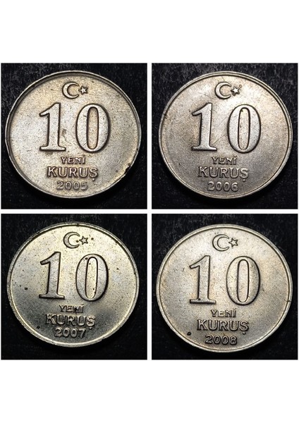 39963687C67313E7B2 10 Yeni Kuruş 2005/2006/2007/2008 Tam Set Eski Madeni Para