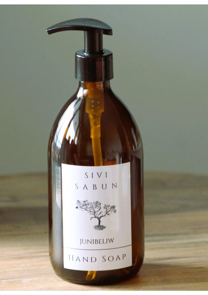 JUNİBELİW Amber Cam Boş Beyaz Etiketli Şişe Sıvı Sabunluk 500 ml