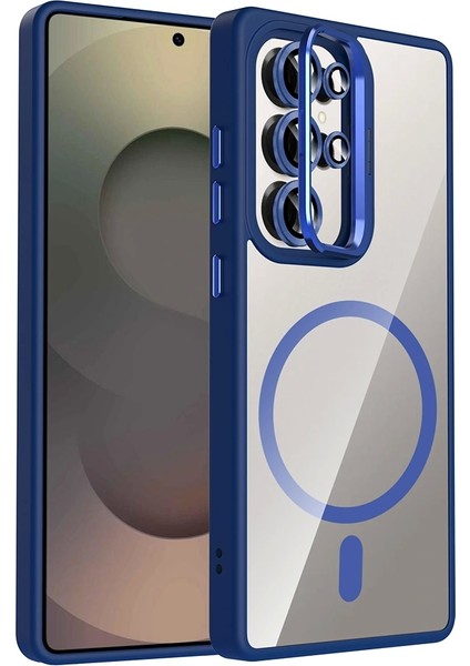 Galaxy S25 Ultra Kılıf Standlı ve Kamera Lens Hediyeli M-Safe Şarj Özellikli Redclick Etro Kapak