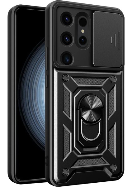 Samsung Galaxy S24 Ultra Kılıf Pars Lens Yüzüklü Silikon - Siyah - TYIGO2099-6076