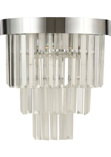 Desina Krom Aplik Kristal Tabut Taşlı Salon Oturma Odası Lüks Duvar Apliği - KROM Kaplama