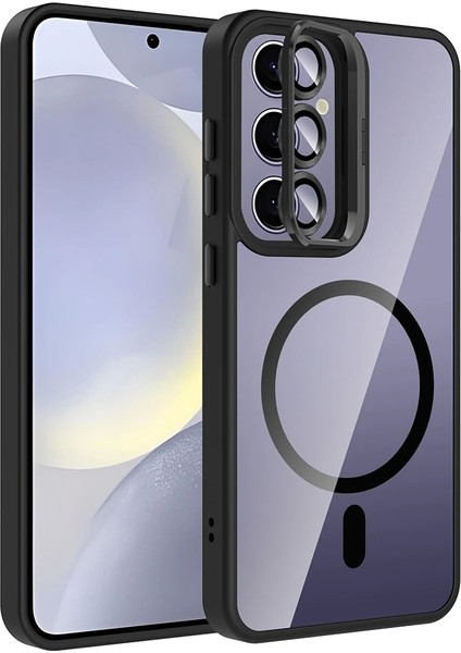 Galaxy S24 Plus Kılıf Standlı ve Kamera Lens Hediyeli M-Safe Şarj Özellikli Redclick Etro Kapak