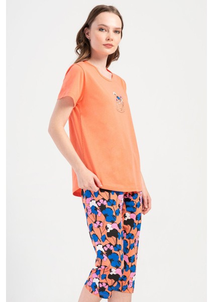 Pamuklu Kadın Kısa Kol Kaprili Pijama Takım , 408042 modelleri