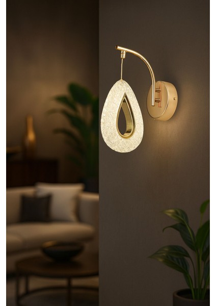Dali Ledli Dimmer Modern Lüks Aplik (3 RENK LED; SARI-BEYAZ-GÜN IŞIĞI) - Gold