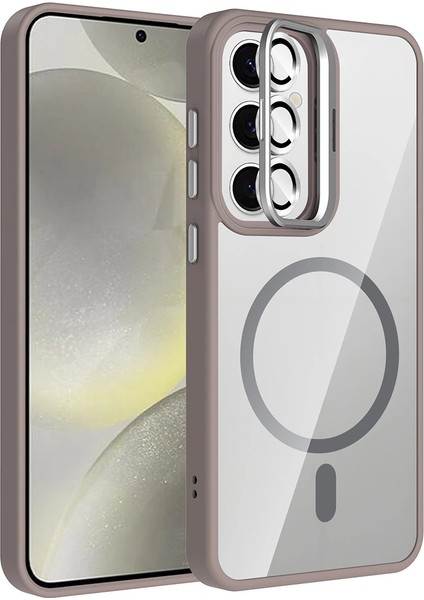 Galaxy S25 Kılıf Standlı ve Kamera Lens Hediyeli M-Safe Şarj Özellikli Redclick Etro Kapak