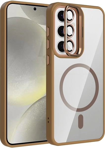 Galaxy S24 Fe Kılıf Standlı ve Kamera Lens Hediyeli M-Safe Şarj Özellikli Redclick Etro Kapak