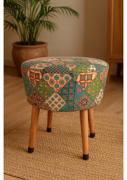 Osmanlı Bohem Etnik Puf Koltuk Bench Tabure – Dekoratif Ahşap Ayaklı | Doğal & Modern Stil fiyatları