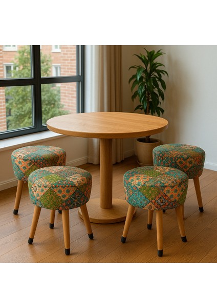 Osmanlı Bohem Etnik Puf Koltuk Bench Tabure – Dekoratif Ahşap Ayaklı | Doğal & Modern Stil indirimleri