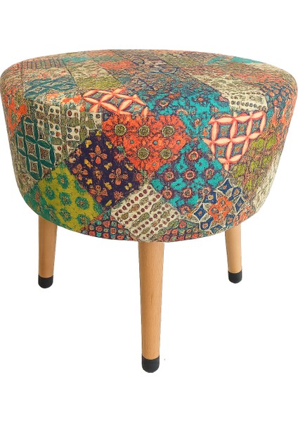 Osmanlı Bohem Etnik Puf Koltuk Bench Tabure – Dekoratif Ahşap Ayaklı | Doğal & Modern Stil