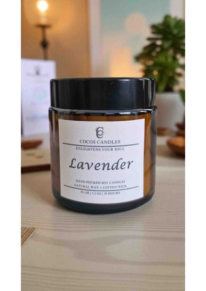 Amber Cam Kavanozda Lavanta Kokulu %100 Doğal Soya Wax Mum – 90 gr – 20 Saat fiyatları
