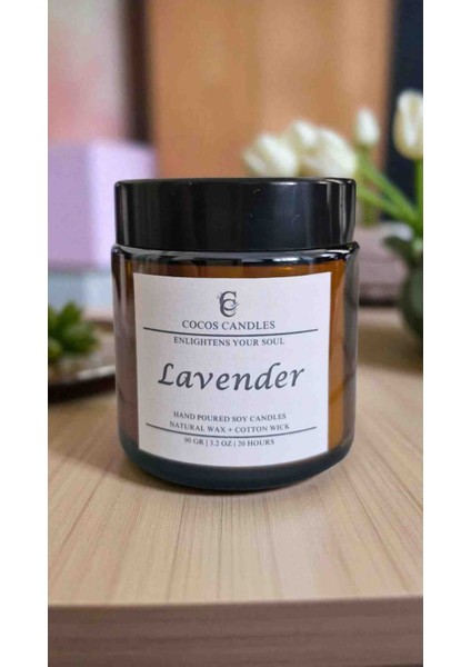 Amber Cam Kavanozda Lavanta Kokulu %100 Doğal Soya Wax Mum – 90 gr – 20 Saat modelleri