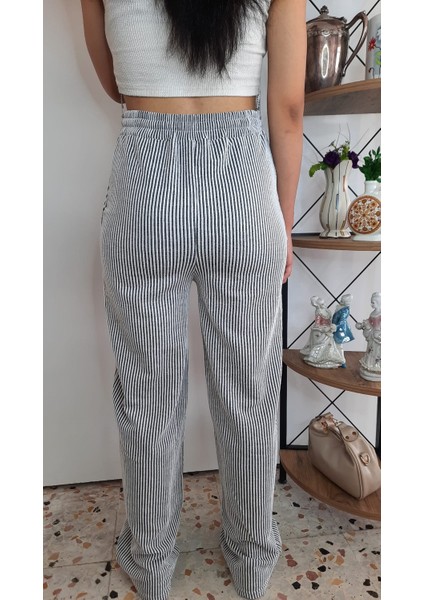 Basic Su Yolu Yüksek Bel Palazzo Kadın Pantalon