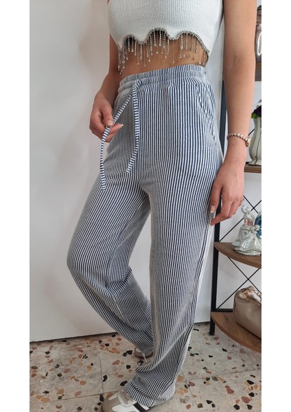 Basic Su Yolu Yüksek Bel Palazzo Kadın Pantalon fırsatları