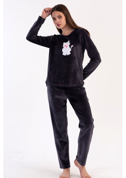 Kadın Kadife Uzun Kol Pijama Takım , 306012