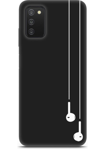 Samsung Galaxy A03S Uyumlu Minima 9 Silikon Kapak Beyaz Kulaklık