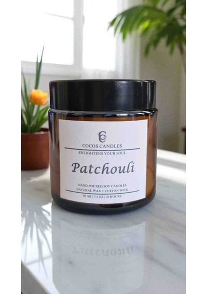 Paçuli Esanslı Doğal Soya Mum – Meditasyon ve Aromaterapi – Amber Cam – 90 gr – Cocos Candles indirimleri
