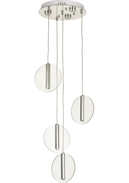 Lovena 4'Lü Ledli Dim. Kumandalı Modern Lüks Sarkıt Avize (3 Renk Led; Sarı-Beyaz-Gün ışığı) - KROM