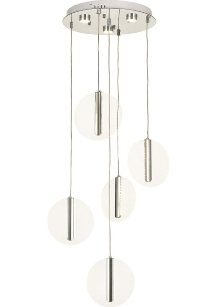 Lovena 5'Li Ledli Dim. Kumandalı Modern Lüks Sarkıt Avize (3 Renk Led; Sarı-Beyaz-Gün ışığı) - KROM
