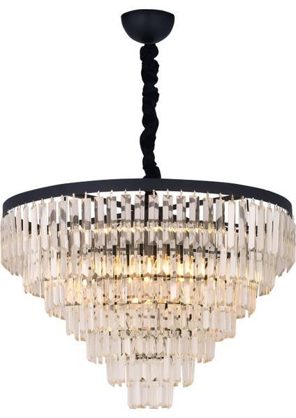 Linsa 65 Cm'lik Kristal Cam Taşlı Lüks Avize - (Siyah) fiyatları