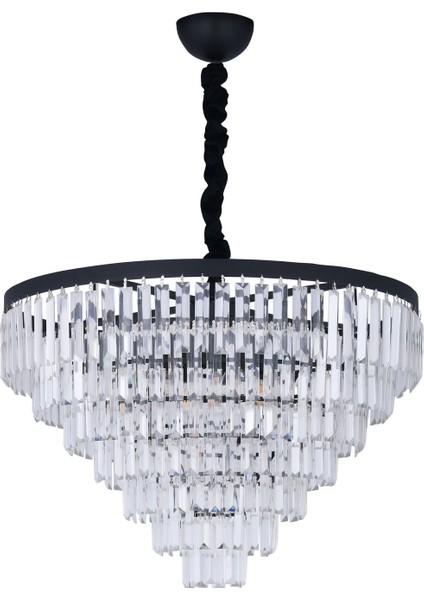 Linsa 65 Cm'lik Kristal Cam Taşlı Lüks Avize - (Siyah) fırsatları