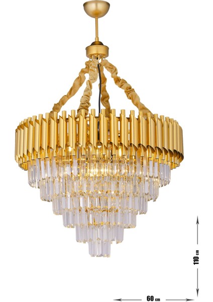 Palmira 60 cm'lik Kristal Taşlı Lüks Avize - (sarı-yaldız renk) fiyatları