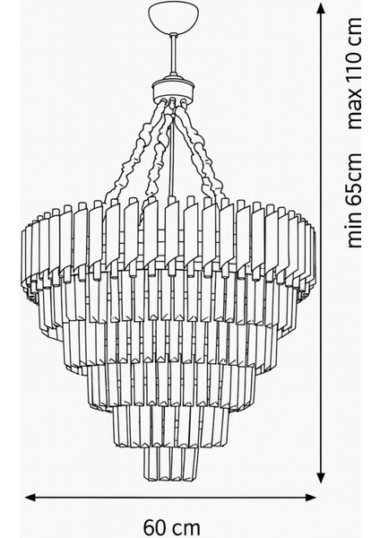 Palmira 60 cm'lik Kristal Taşlı Lüks Avize - (sarı-yaldız renk) fırsatları
