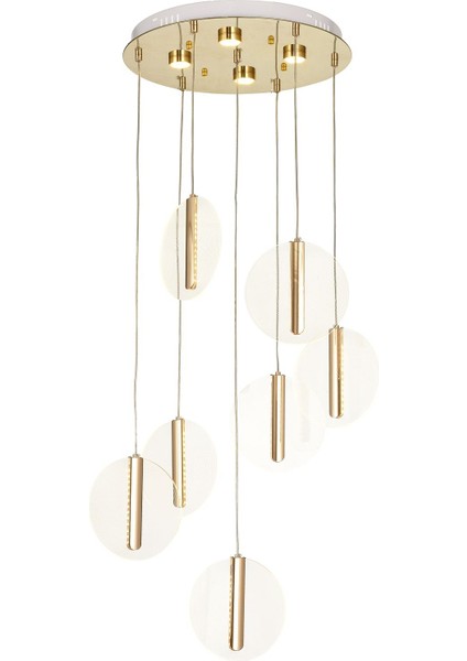Lovena 7'Li Ledli Dim. Kumandalı Modern Lüks Sarkıt Avize (3 Renk Led; Sarı-Beyaz-Gün ışığı) - GOLD modelleri