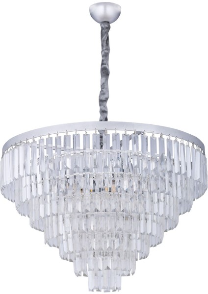 Linsa 65 Cm'lik Kristal Cam Taşlı Lüks Avize - (Gümüş Yaldız) modelleri