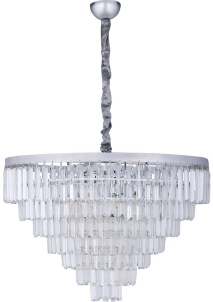 Linsa 65 Cm'lik Kristal Cam Taşlı Lüks Avize - (Gümüş Yaldız) fırsatları