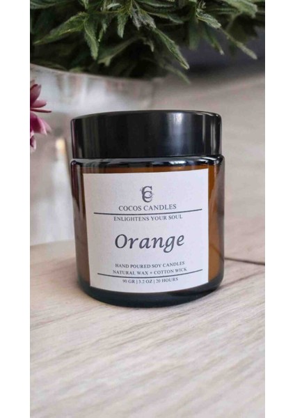 Portakal Esanslı Doğal Soya Mum – Meditasyon ve Aromaterapi – Amber Cam – 90 gr – Cocos Candles fiyatları