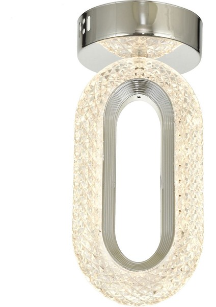 Sessi Tekli Plafonyer Ledli Modern Lüks Sarkıt Avize (3 Renk Led; Sarı-Beyaz-Gün ışığı) - Krom