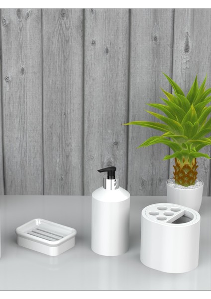 Kompozit Granit 3'lü Banyo Seti Hazneli, Sıvı ve Diş Fırçalık
