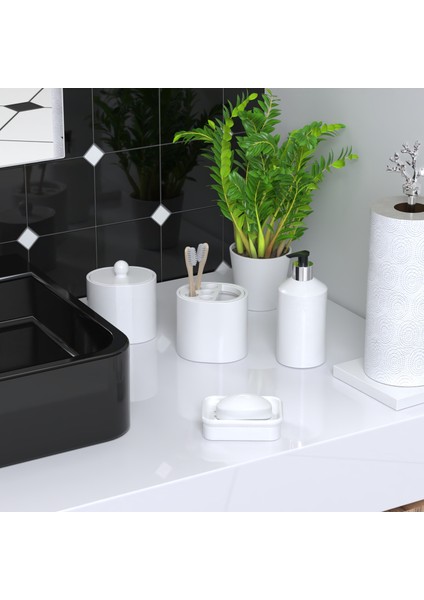 Kompozit Granit 3'lü Banyo Seti Hazneli, Sıvı ve Diş Fırçalık fiyatları