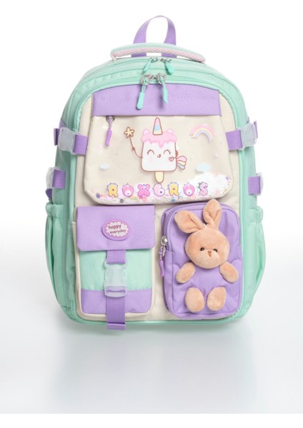 Kore Kawaii Tarzı Dondurma Desenli 180° Tam Açılır Ilkokul Sırt Çantası Kız Çocuk Okul Çantası