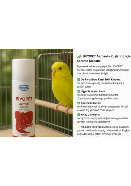 Biyopet Aerosol Kuş Spreyi 150 ml modelleri