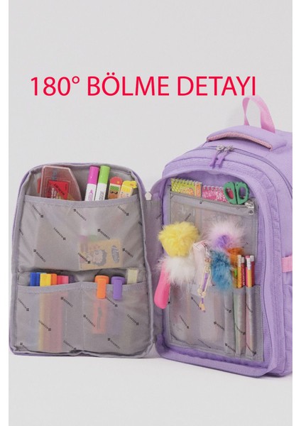 Kore Tarzı Sevimli Kaplumbağa Desenli 180° Tam Açılır Kız Çocuk Ilkokul Çantası - Ergonomik Okul Sırt Çantası modelleri