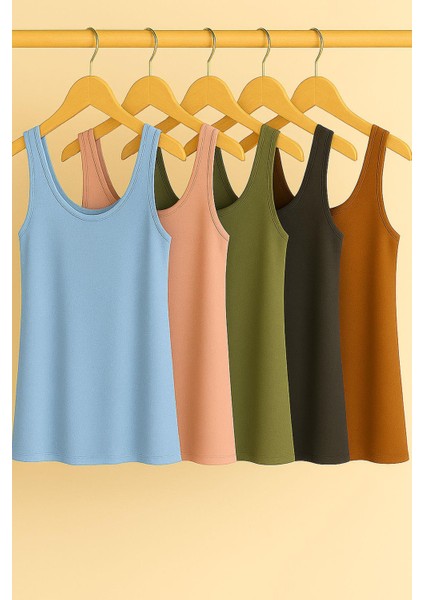 5 Adet A Kesim Pamuklu Kalın Askılı Atlet Tişört