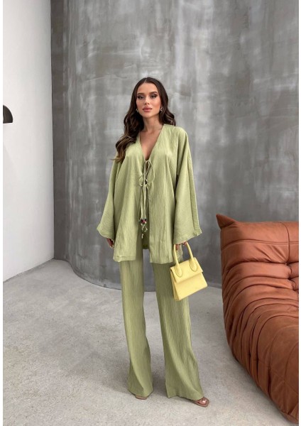 Bağlamalı Tesettür Pantolon Üst Pantolon Takım