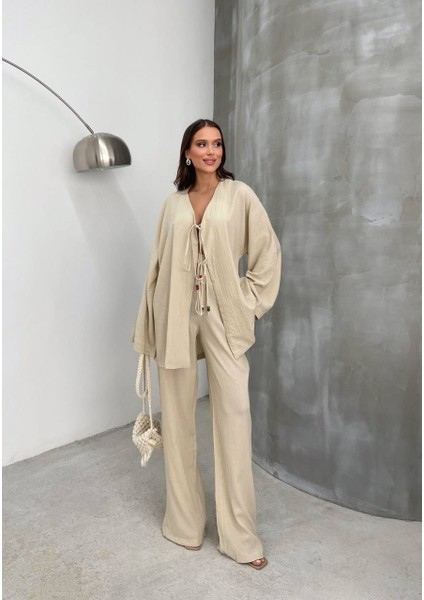 Bağlamalı Tesettür Pantolon Üst Pantolon Takım