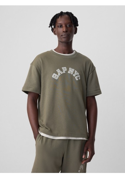 Erkek Haki Gap Nyc Arch Logo T-Shirt