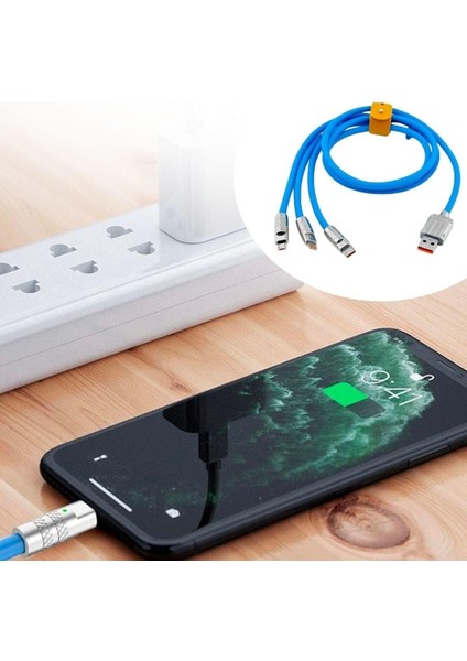 Buffer®kutulu 3 Şarj Aleti 1 Arada Çinko Alaşım Hızlı Şarj Kablosu Mavi 3 In 1