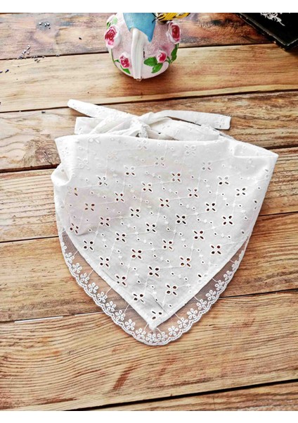 Dantel Detaylı Fisto Kumaş - Çocuk Bandanası – Bağcıklı