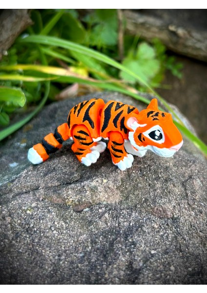 Kaplan Oyuncak - Ormanın Minik Meraklı Gücü Yavru Kaplan 🐯🌿3d Hareketli Organik Vip Model Orta Boy