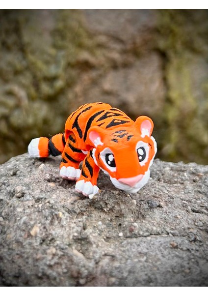 Kaplan Oyuncak - Ormanın Minik Meraklı Gücü Yavru Kaplan 🐯🌿3d Hareketli Organik Vip Model Orta Boy