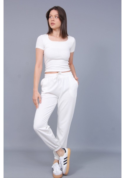 Kadın Krem Cepli Iki Iplik Jogger Eşofman Altı fiyatları