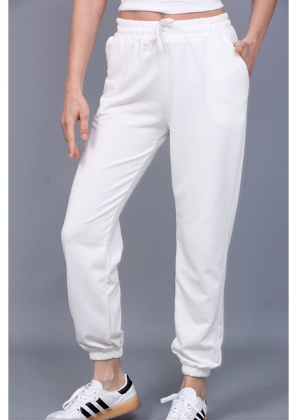 Kadın Krem Cepli Iki Iplik Jogger Eşofman Altı modelleri