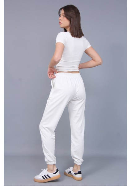 Kadın Krem Cepli Iki Iplik Jogger Eşofman Altı fırsatları