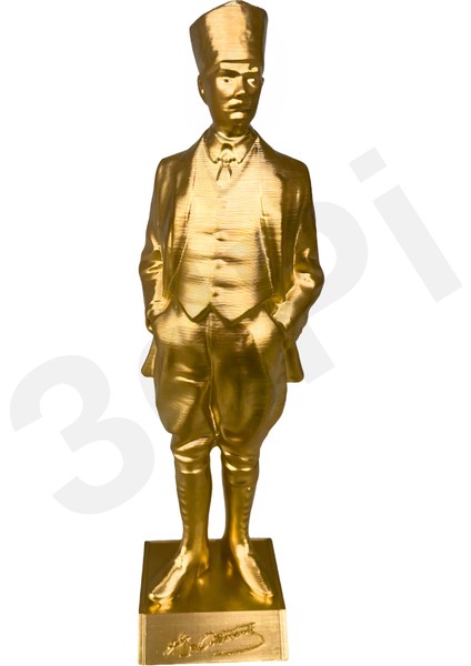 | K. Atatürk Imzalı Atatürk Figürü 20 cm - Altın Rengi