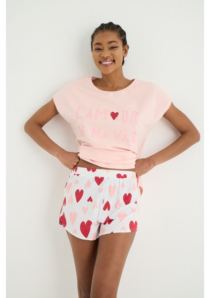 Lamour Örme Kolsuz Pijama - Tshirt Şort Set